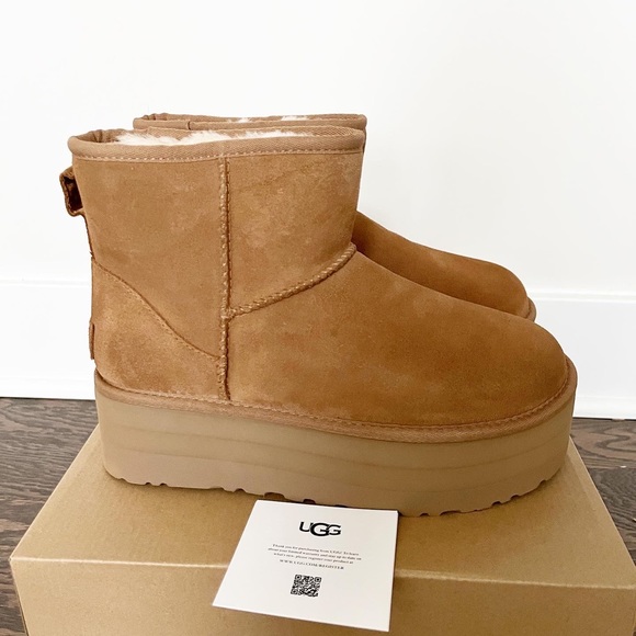 UGG CLASSIC MINI PLATFORM BOOTS NWT NIB Shoes chestnut - Picture 6 of 10